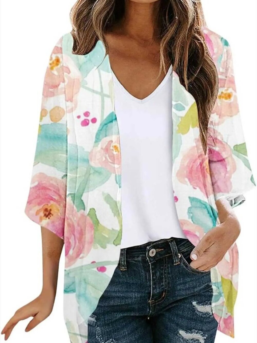Women's Floral Cardigan Open Front